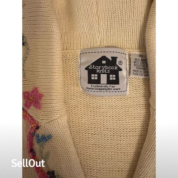 Storybook Knits Women's XS Floral Embellished Cardigan Sweater Vintage - Picture 6 of 6